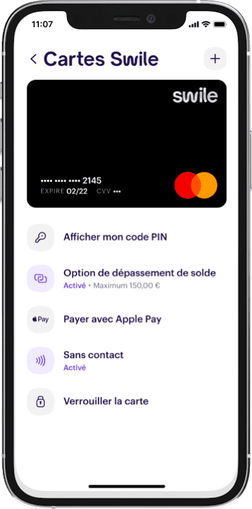 App screen Swile card