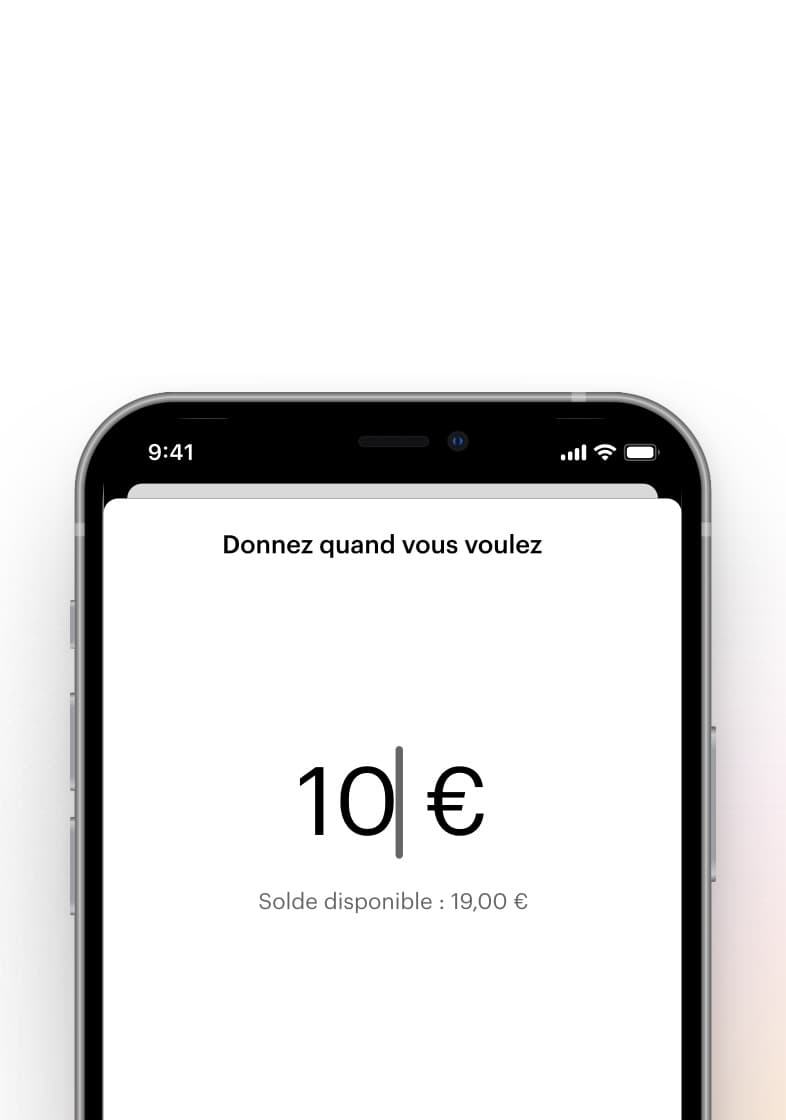 Swile app screen donation
