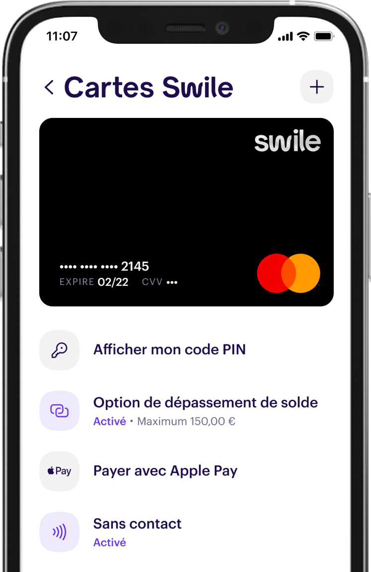 App screen Swile card